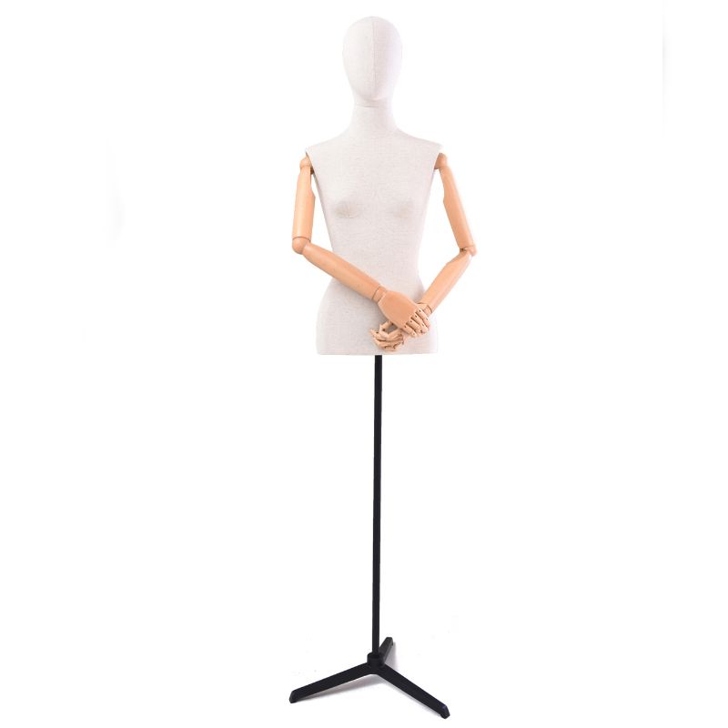 Female bust with head linen fabric tripod base : Bust shopping