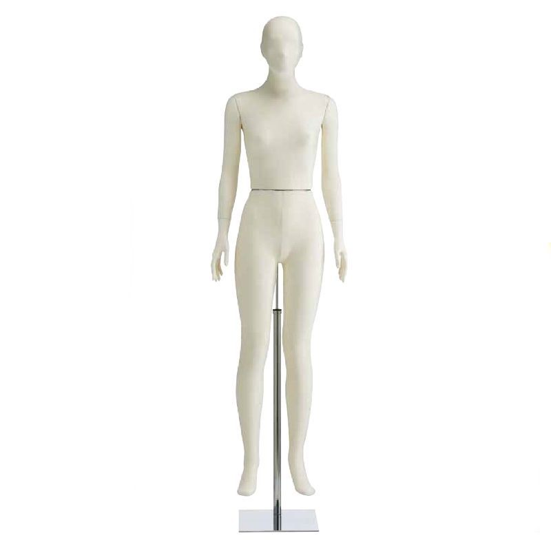 Female display mannequin with ivory white fabric : Mannequins vitrine