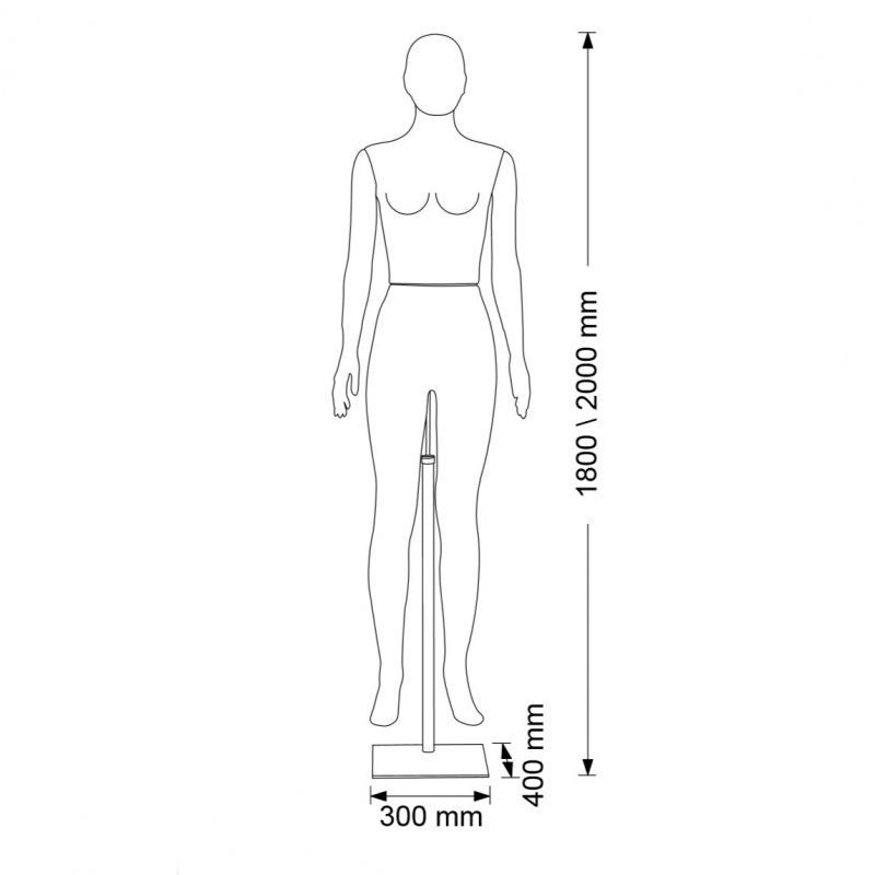 Female display mannequin with ivory white fabric