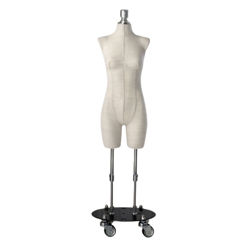 Female fabric bust on two-bar base on castors : Bust shopping