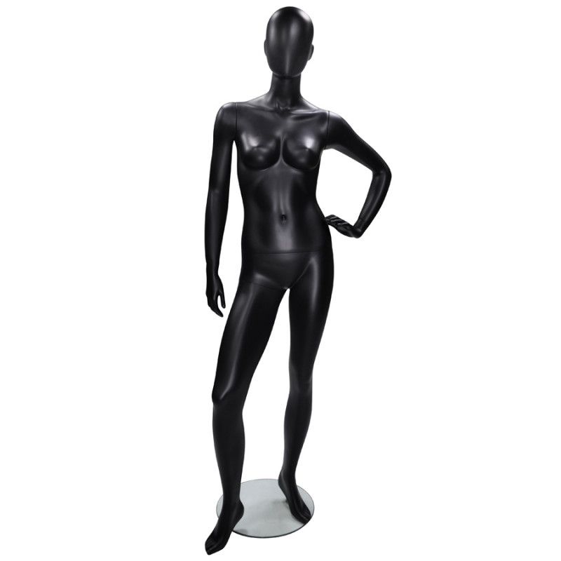 Female mannequin faceless head black color hand on side : Mannequins vitrine