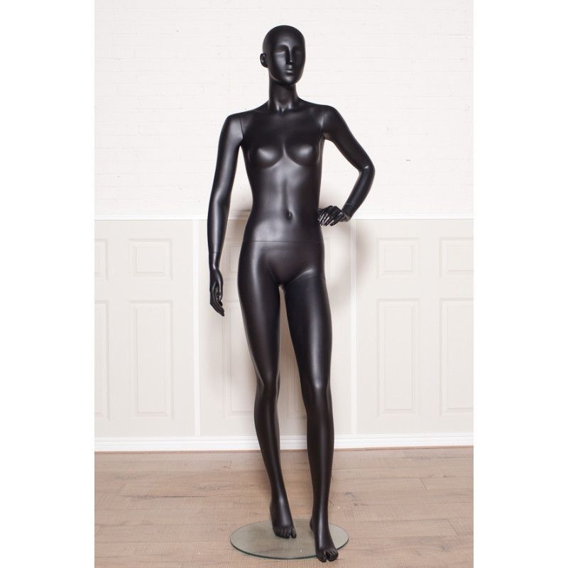 Female mannequin semi abstract face black finish : Mannequins vitrine