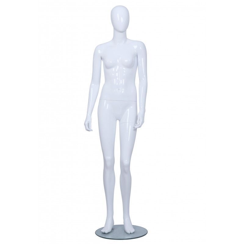 Girl Teenager mannequin with head glossy white finish : Mannequins vitrine
