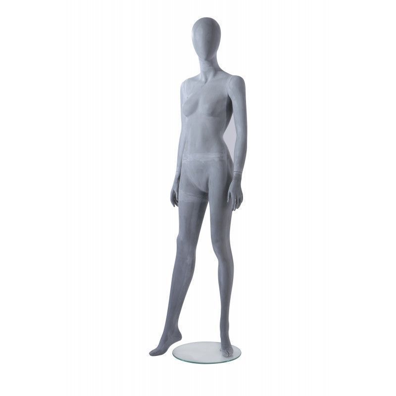 Female mannequins with head grey finish : Mannequins vitrine