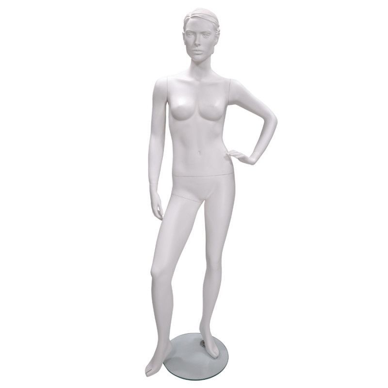 Female stylised mannequin with head and cristal base : Mannequins vitrine