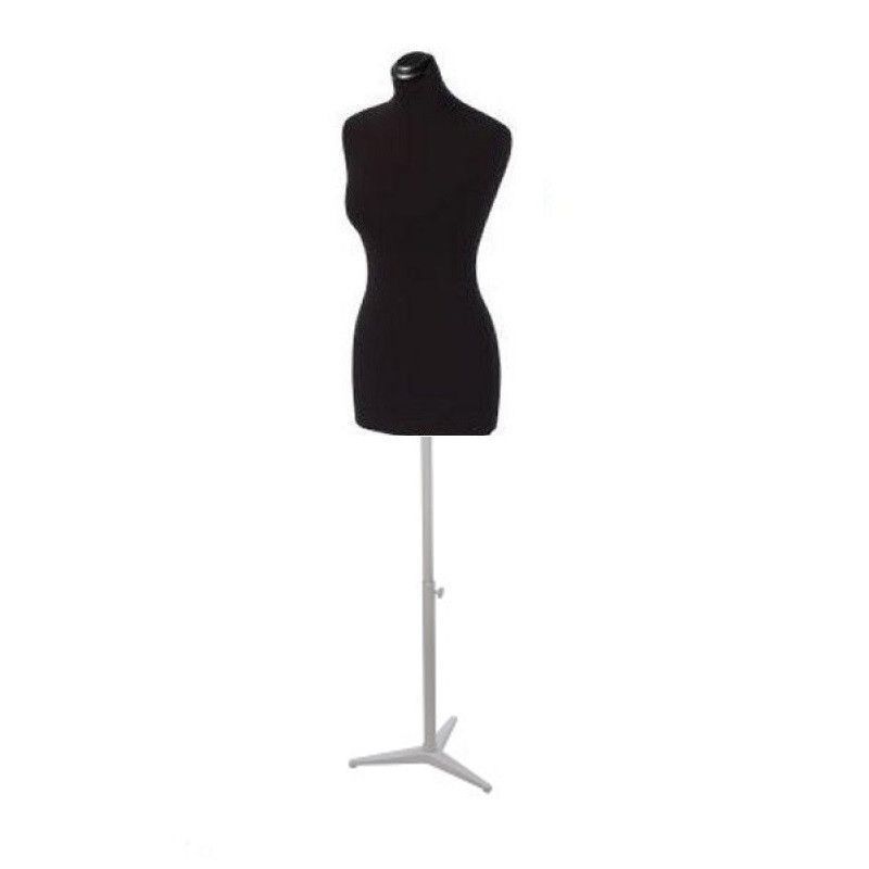 Female tailored bust black fabric and white tripod base : Bust shopping