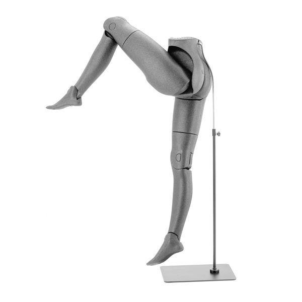 Flexible female mannequins legs grey finish with base : Mannequins vitrine