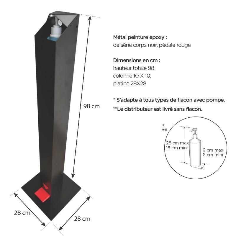 Image 1 : Selbsttragender hydroalkoholischer Gelspender mit schwarzer ...