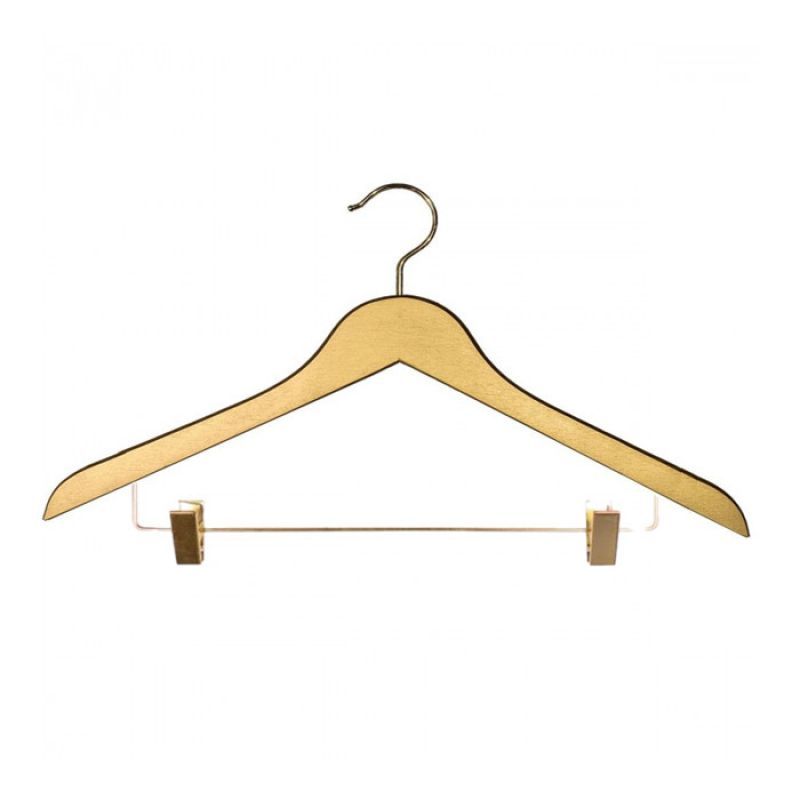 Gold 44 cm Hanger with Gold Hook and Clips x 10 : Cintres magasin