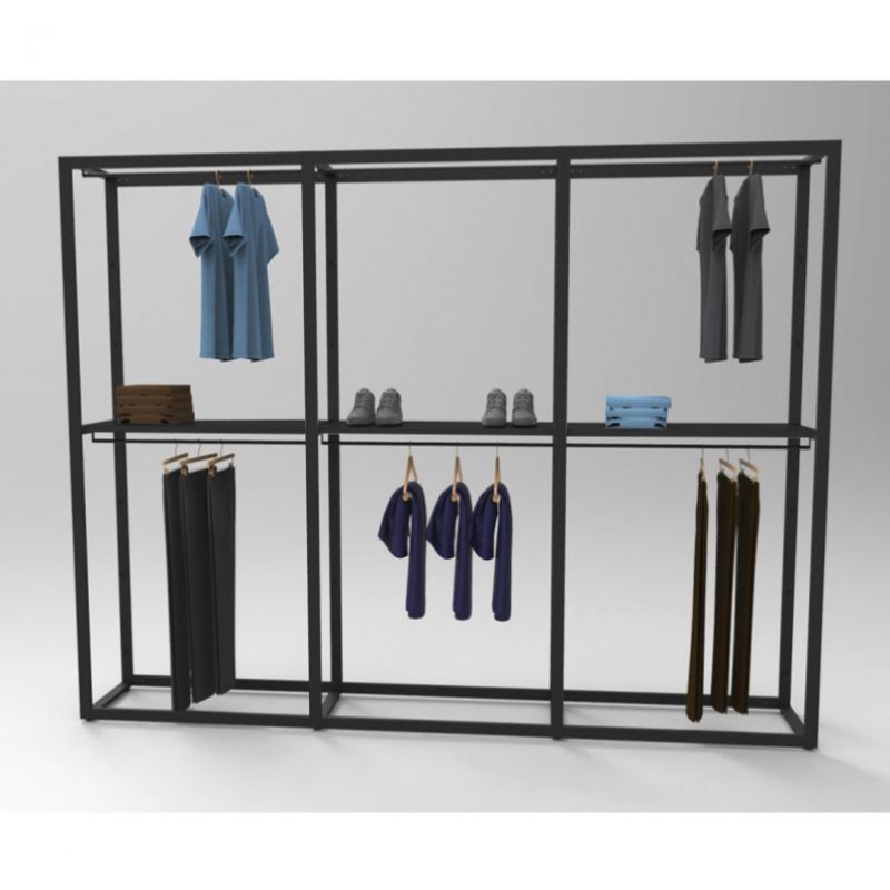 Gondel f&uuml;r Kleidung aus schwarzem Metall 240 X 312 X 40 : Mobilier shopping
