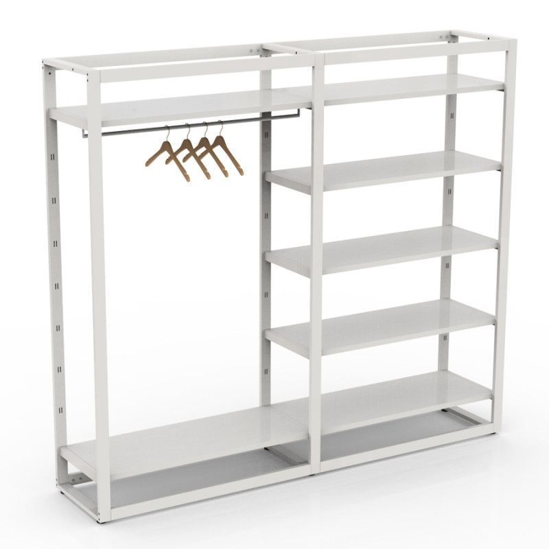 Gondola white finish 3 span H 185 x 210 x 45 CM : Presentoirs shopping