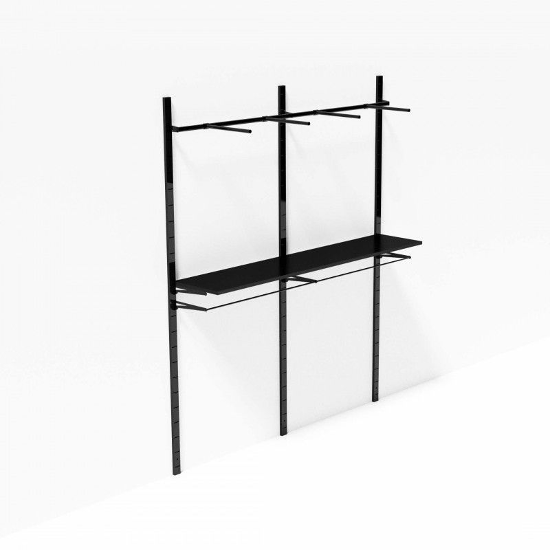 Aproveche al máximo el espacio de su tienda con ... Gondola de pared metal negro 2metros : Mobilier shopping