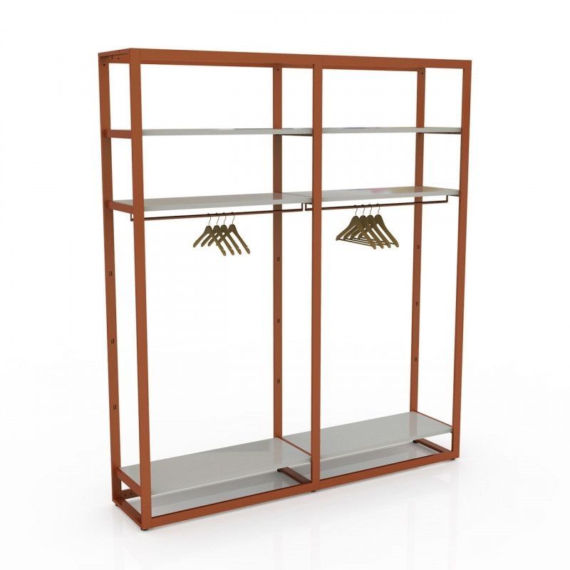 Gondola with white shelf copper H 240 x 210 x 45 CM : Mannequins vitrine