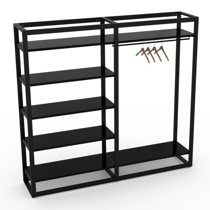 Gondola with shelves black finish H 185 X 210 X 45 CM : Presentoirs shopping