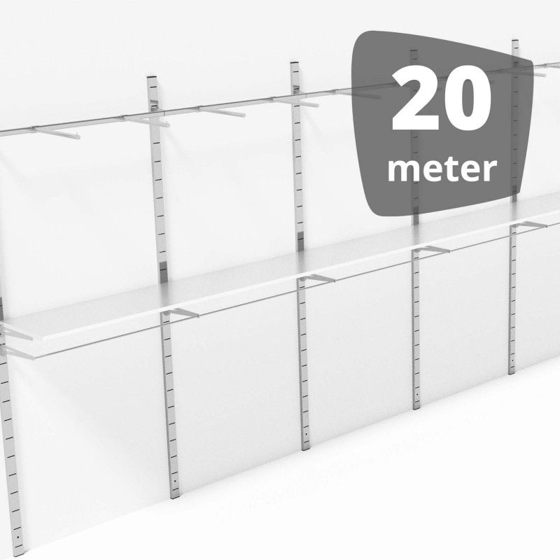 Sfruttate al massimo lo spazio del vostro negozio con la ... Gondole a muro cromo 20 metros : Mobilier shopping
