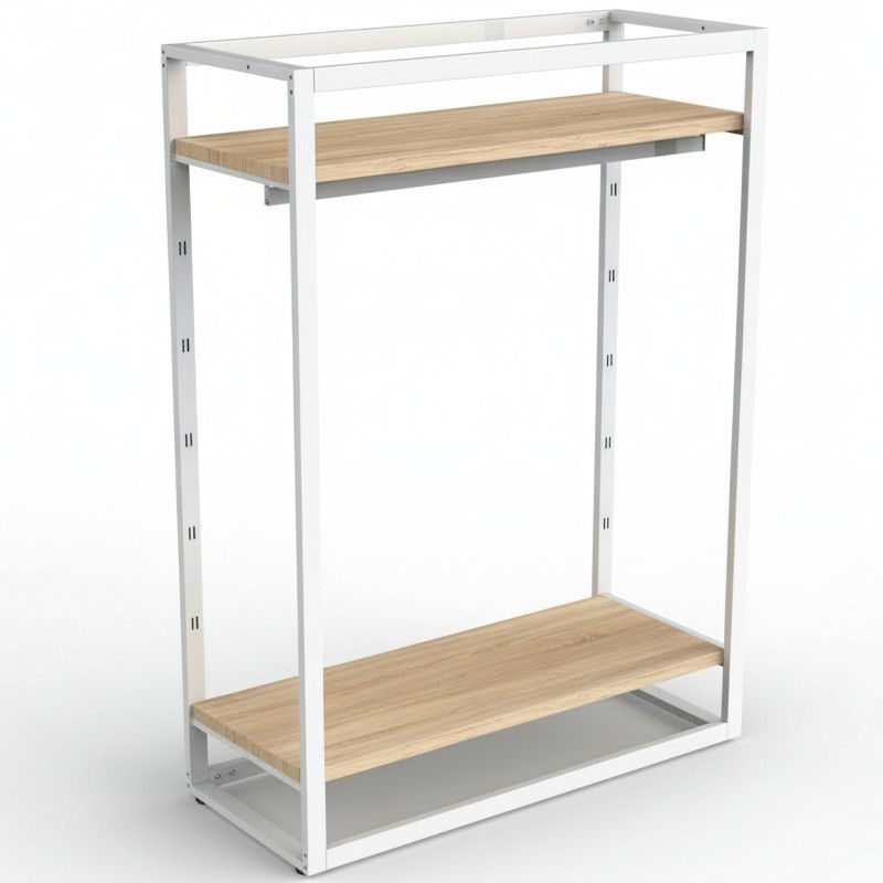 Gondole magasin blanche étagères bois H145x P44x L106cm : Mobilier shopping