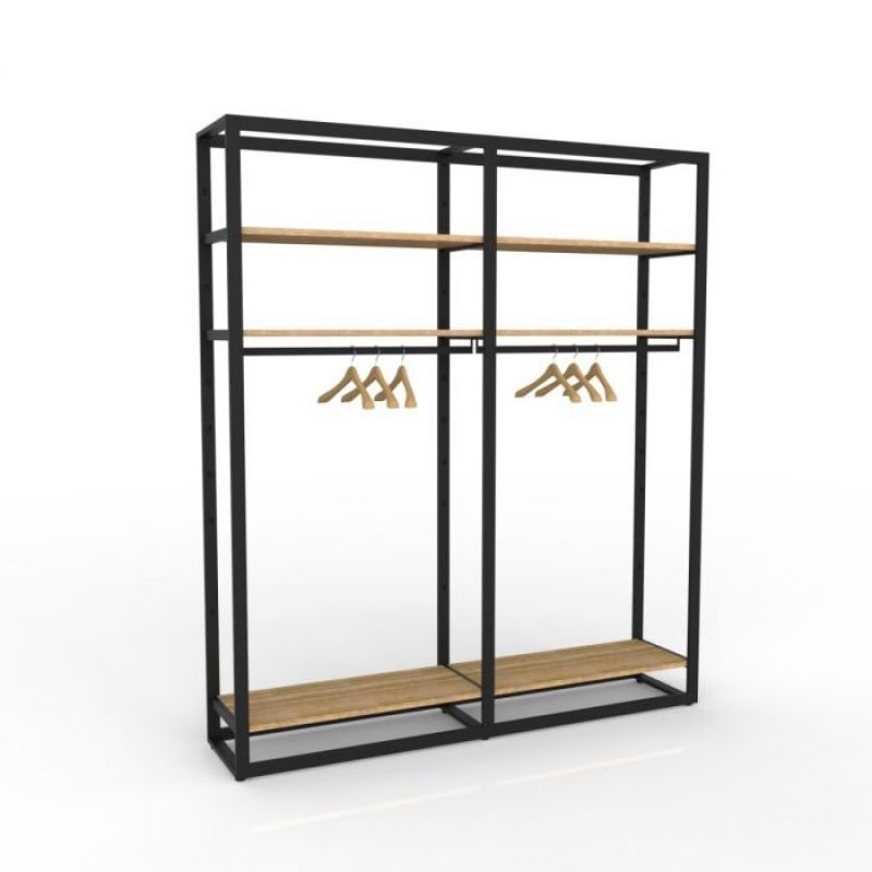 Gondole Modulaire Noire avec 2 Rails et 6 Planches en B : Mobilier shopping
