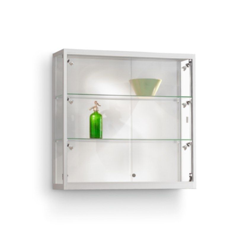 Gray wall display case with Led lighting : Vitrine