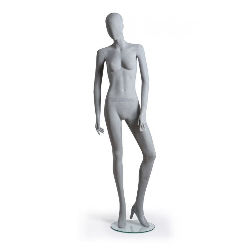 Grey finish female mannequin with abstract head : Mannequins vitrine