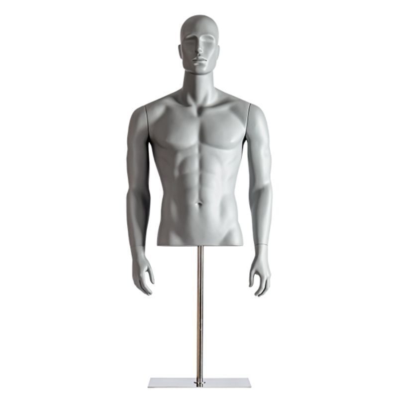 Grey male mannequin bust with face : Bust shopping