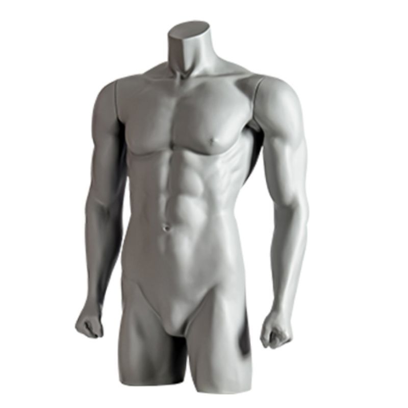 Image 1 : Grey male mannequin torso with ...