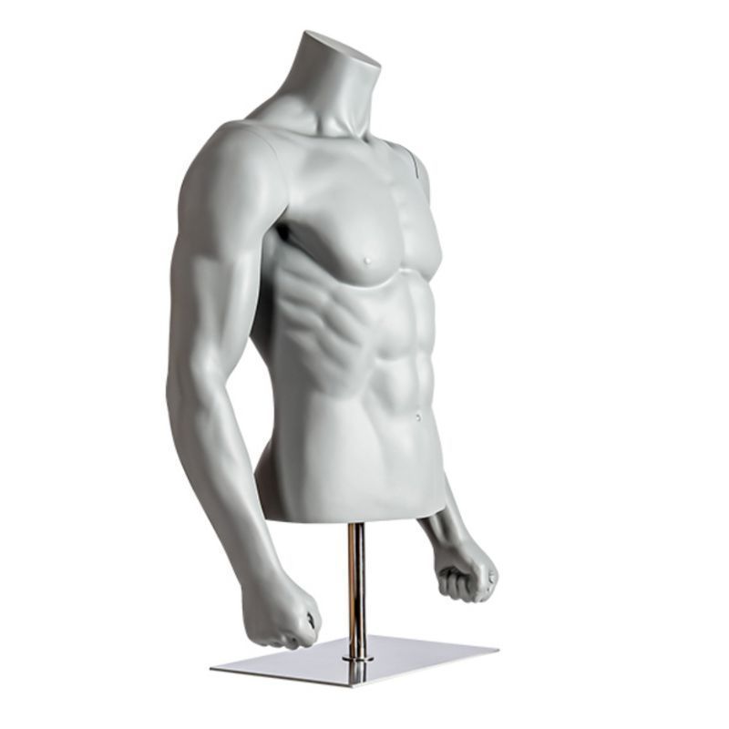 Inspire robustness and determination with our Sport Grey Men's ... Grey sport mannequin bust with clenched fists : Bust shopping