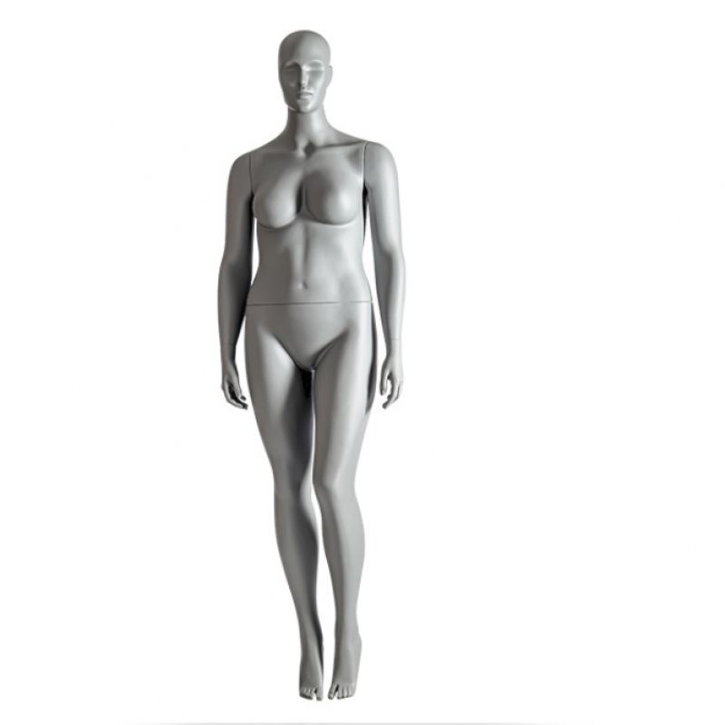 Gro&szlig;e weibliche Schaufensterpuppe grau : Mannequins vitrine