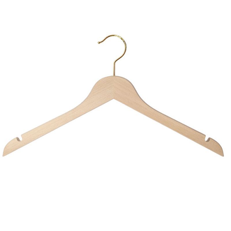 Confezione di 10 appendini da 44 cm con finitura in ... Gruccia in legno naturale 44 cm con gancio dorato x10 : Cintres magasin