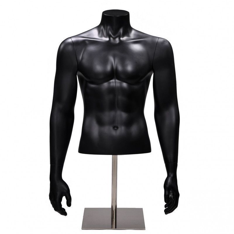 Half male bust mannequin black finish with arms : Bust shopping