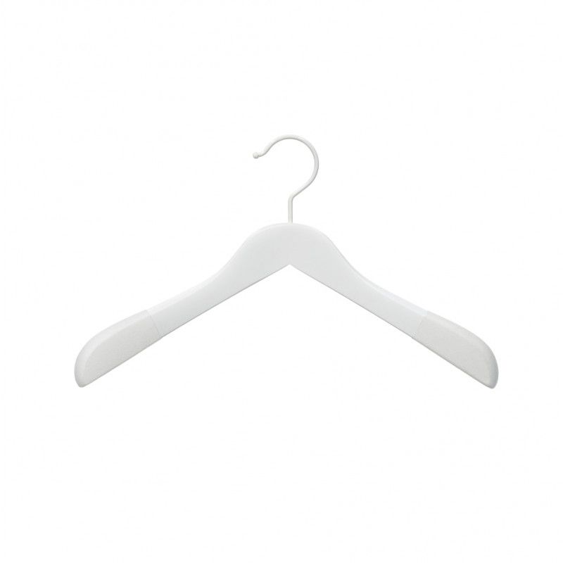 10 Hangers jacket white wood with rubber pads 42 cm : Cintres magasin