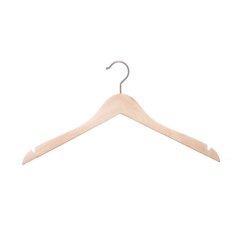 25 Hangers raw wood without bar 44 cm : Cintres magasin