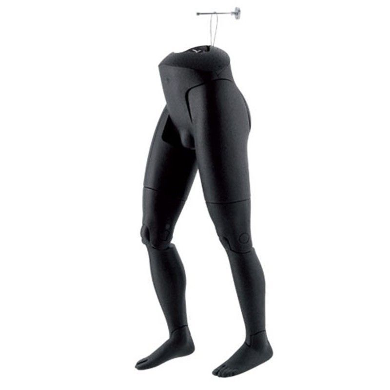 Flexible male mannequin legs to hang in black expanded foam ... Hanging flexible male mannequins leg black finish : Mannequins vitrine
