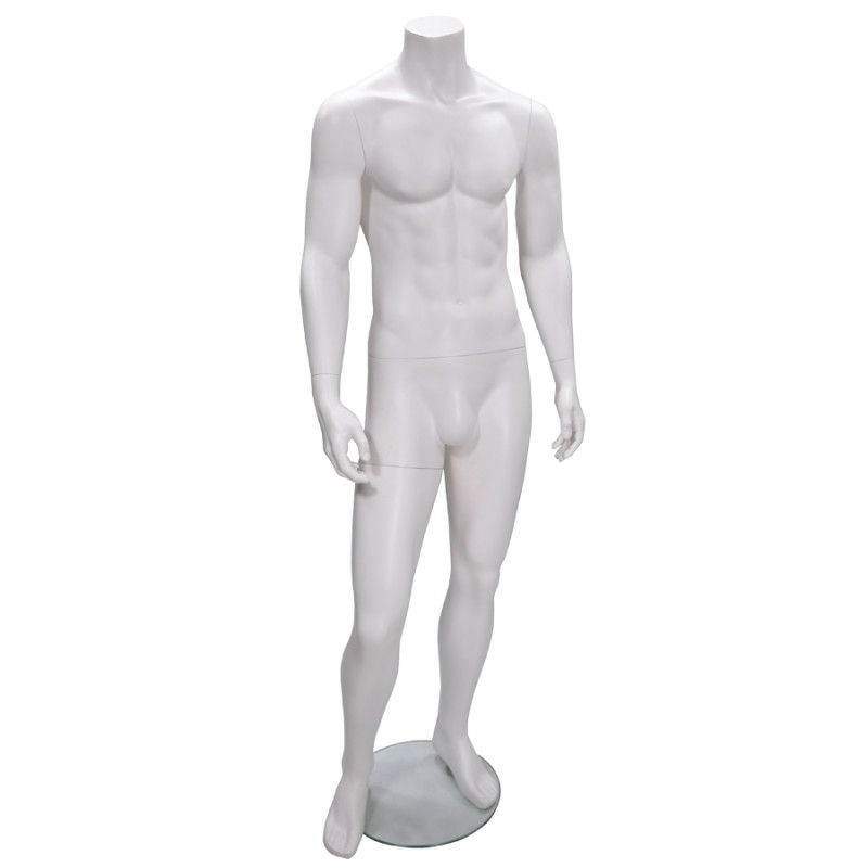 Headless male mannequins white : Mannequins vitrine