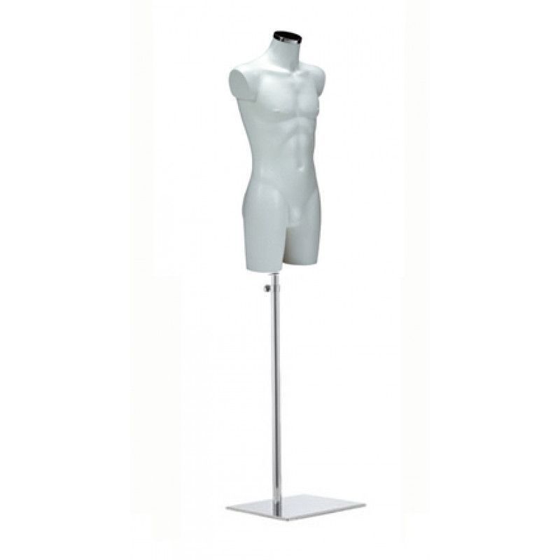 Herren plastik busten weiss mit metal stand : Mannequins vitrine