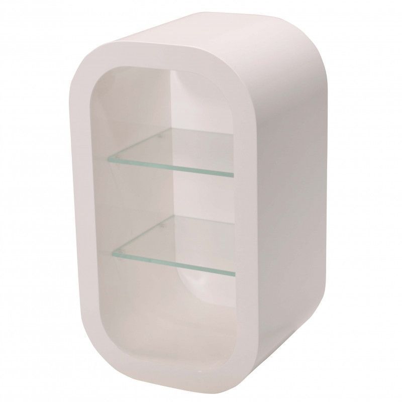 High glossy white wall cupboard with 2 glass shelves : Comptoirs shopping