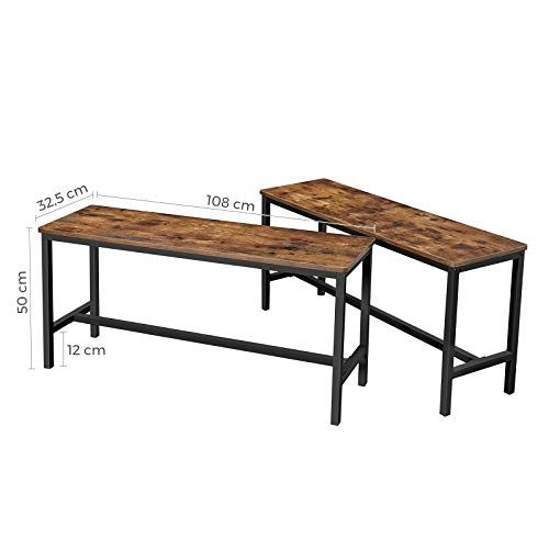 Industrial style wooden bench - set of 2 : Mobilier shopping