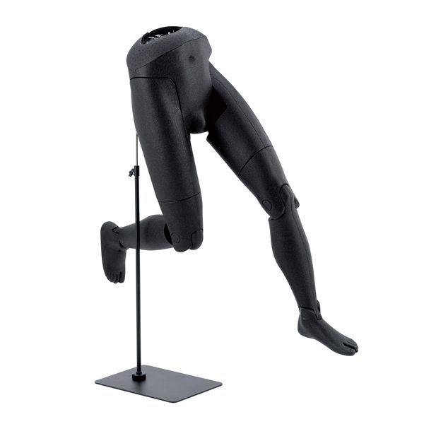Jambe de mannequin flexible homme sur base coloris noir : Mannequins vitrine