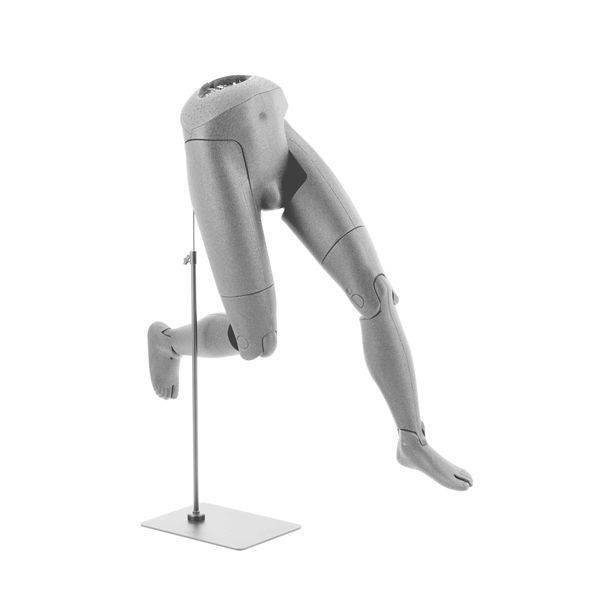 Jambes mannequin flexible homme gris base chrom&eacute; : Mannequins vitrine