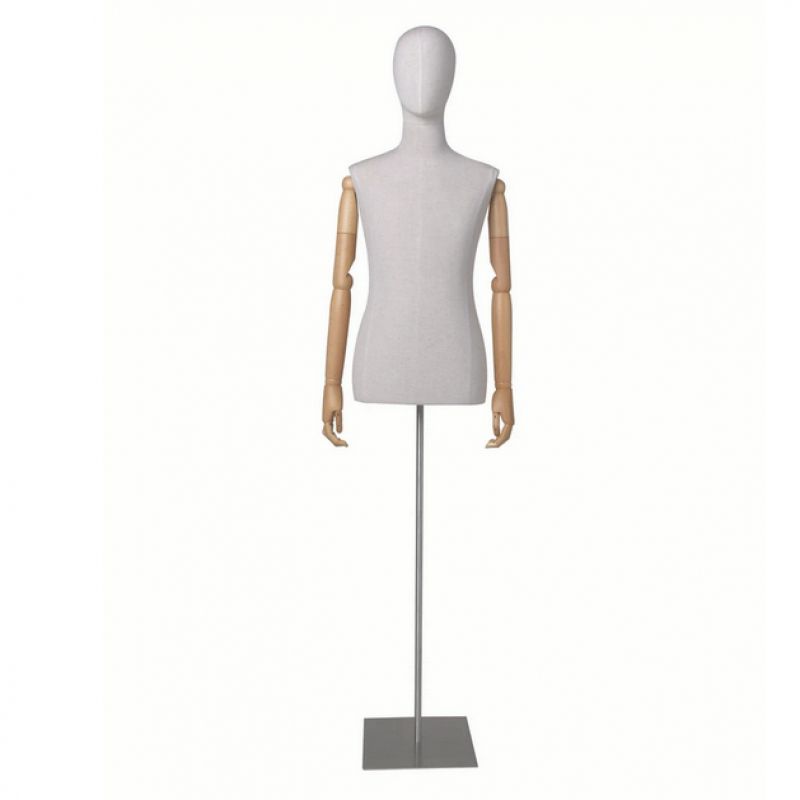 Linen fabric male bust with wooden arms and head : Bust shopping
