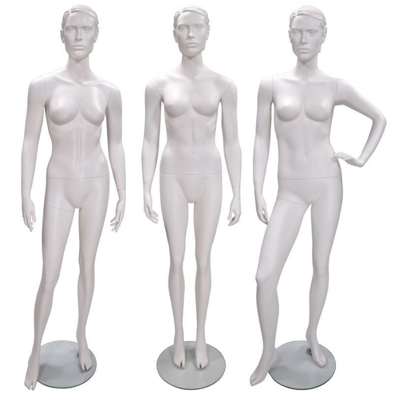 Lot de 3 mannequin vitrine femme stylis&eacute; coloris blanc : Mannequins vitrine