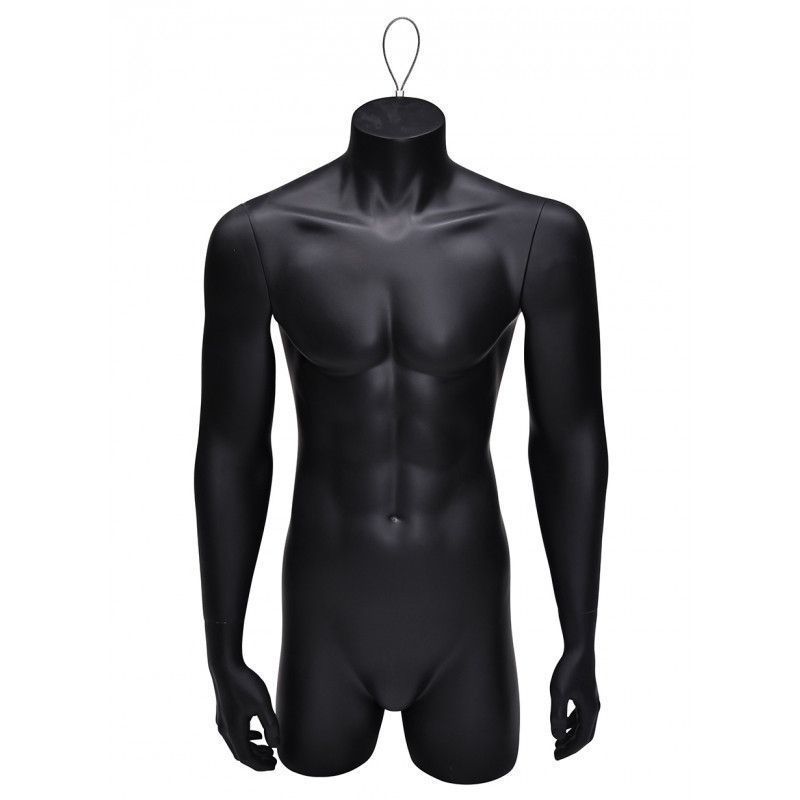 Male 3/4 bust mannequin black color and hook : Bust shopping