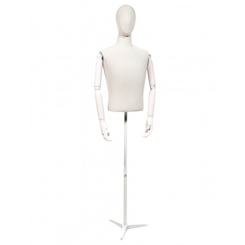 Male bust vintage white fabric and tripod base : Bust shopping