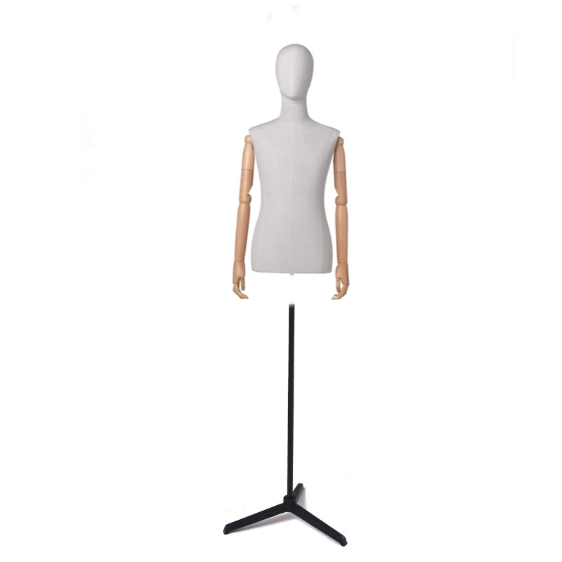Male bust with fabric and wooden arms with metal base : Bust shopping