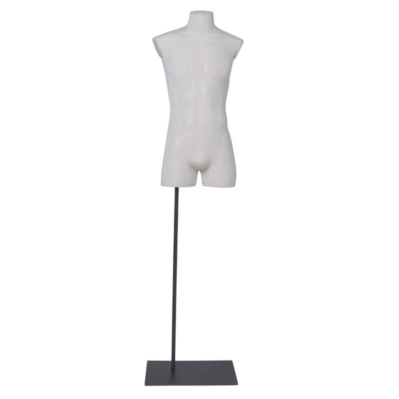 Male bust with linen fabric black metal base : Bust shopping