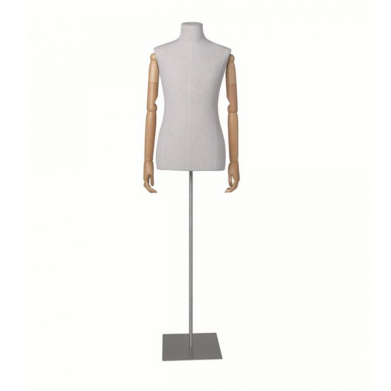 Male couture bust with arms and square metal base : Bust shopping