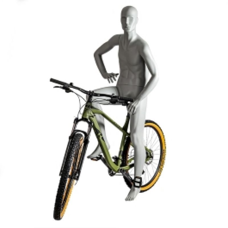 Male display mannequin in cycling position : Mannequins vitrine