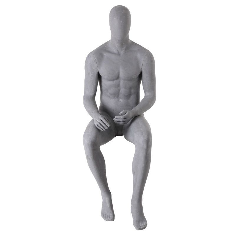 Male display mannequin seated position gray finish : Mannequins vitrine