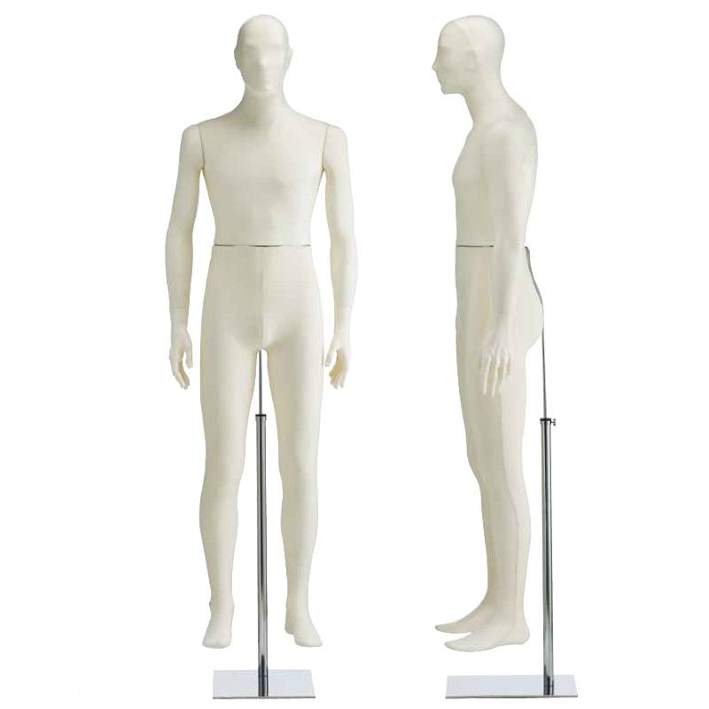 Male display mannequin with ivory white fabric : Mannequins vitrine