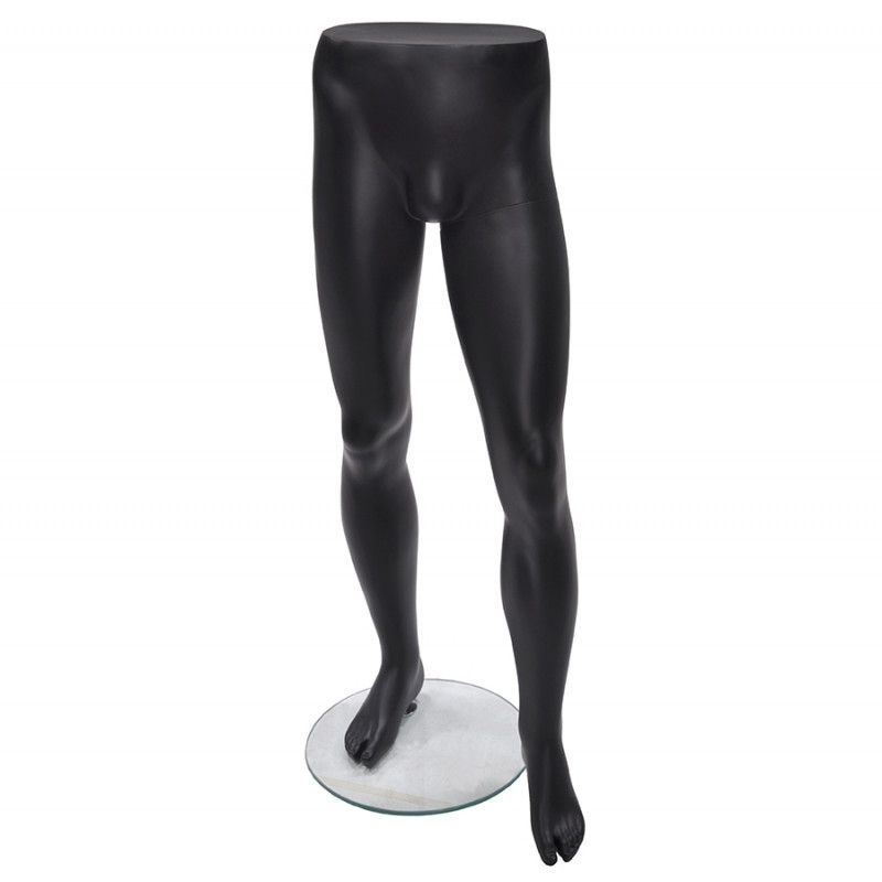 Male legs mannequins black color with round glass base : Mannequins vitrine