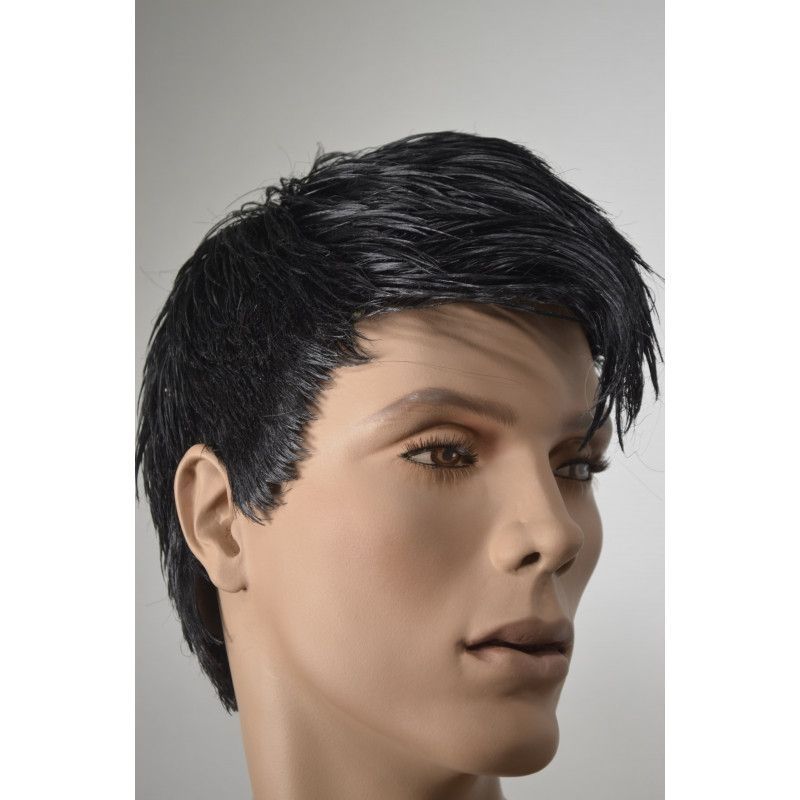 black male mannequin head with hair